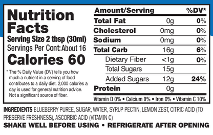 JazzUp® Bluegrass Blueberry Fruit Pancake Syrup - 16 fl oz (Blueberry Puree with Lemon Zest)